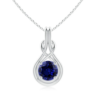 9mm Labgrown Lab-Grown Round Sapphire Solitaire Infinity Knot Pendant in P950 Platinum