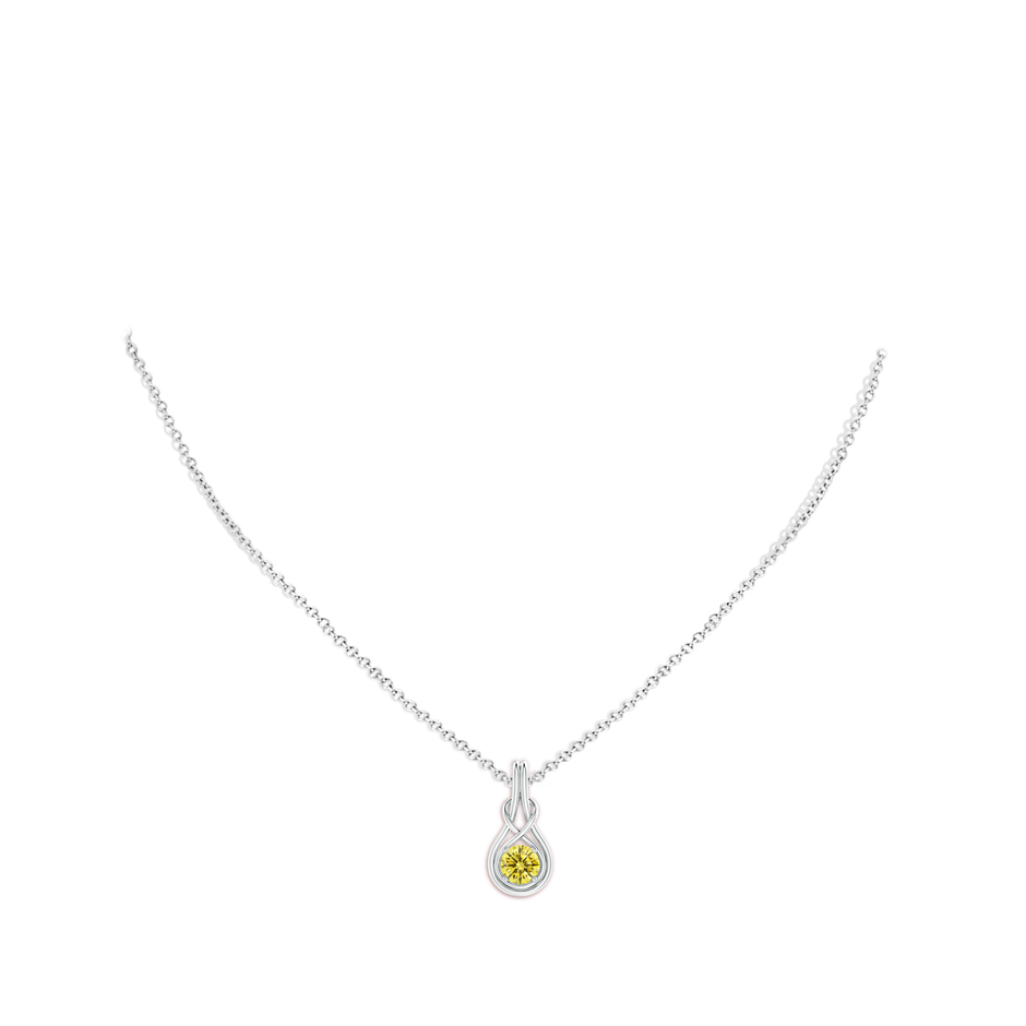 5.1mm Labgrown Round Lab-Grown Fancy Intense Yellow Diamond Solitaire Infinity Knot Pendant in P950 Platinum pen