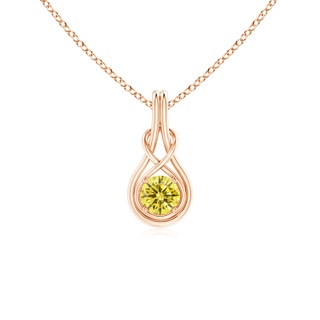 5.1mm Labgrown Round Lab-Grown Fancy Intense Yellow Diamond Solitaire Infinity Knot Pendant in Rose Gold