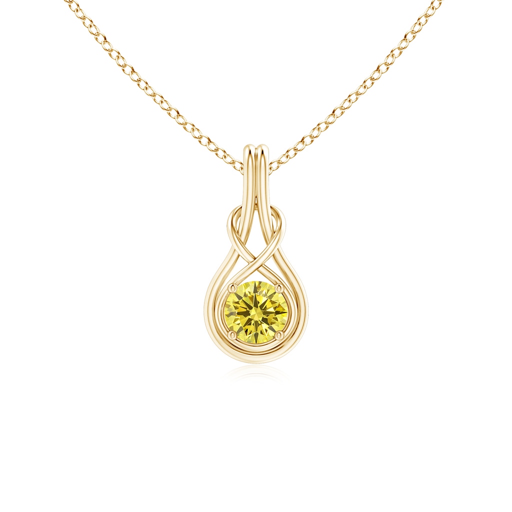 5.1mm Labgrown Round Lab-Grown Fancy Intense Yellow Diamond Solitaire Infinity Knot Pendant in Yellow Gold