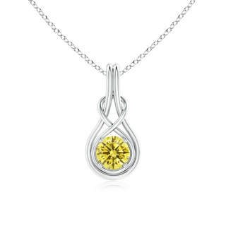 6.4mm Labgrown Round Lab-Grown Fancy Intense Yellow Diamond Solitaire Infinity Knot Pendant in White Gold