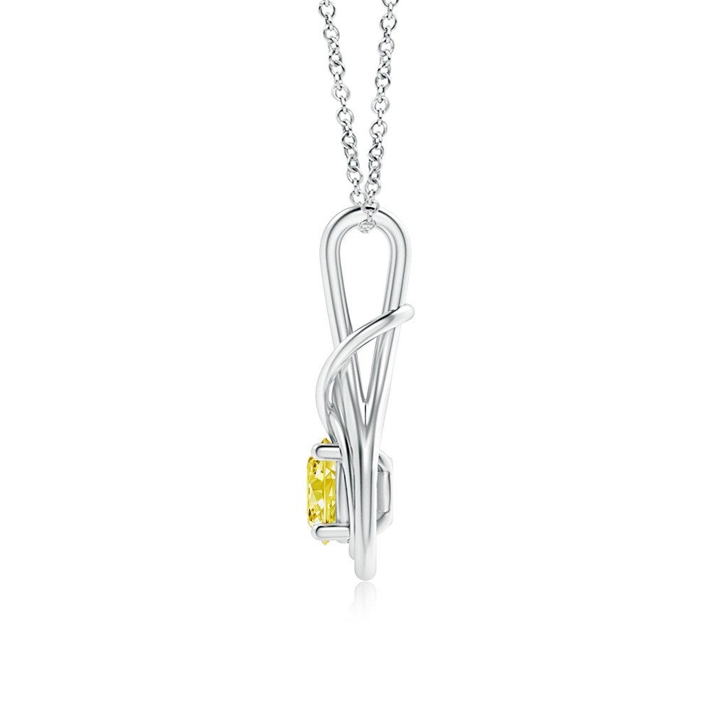 6.4mm Labgrown Round Lab-Grown Fancy Intense Yellow Diamond Solitaire Infinity Knot Pendant in White Gold - side 199