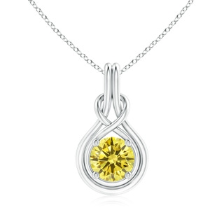 8.1mm Labgrown Round Lab-Grown Fancy Intense Yellow Diamond Solitaire Infinity Knot Pendant in P950 Platinum