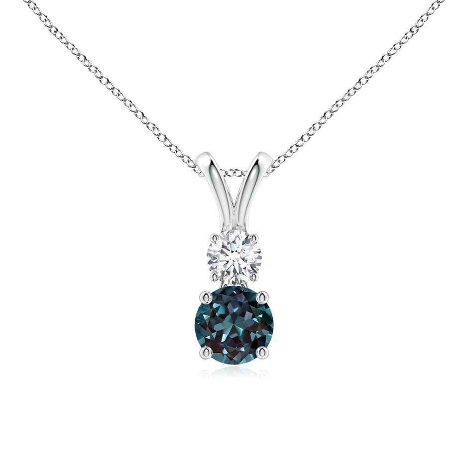 5mm Labgrown Round Lab-Grown Alexandrite and Diamond Two Stone Pendant in P950 Platinum 