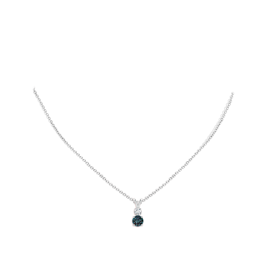 6mm Labgrown Round Lab-Grown Alexandrite and Diamond Two Stone Pendant in 18K White Gold pen