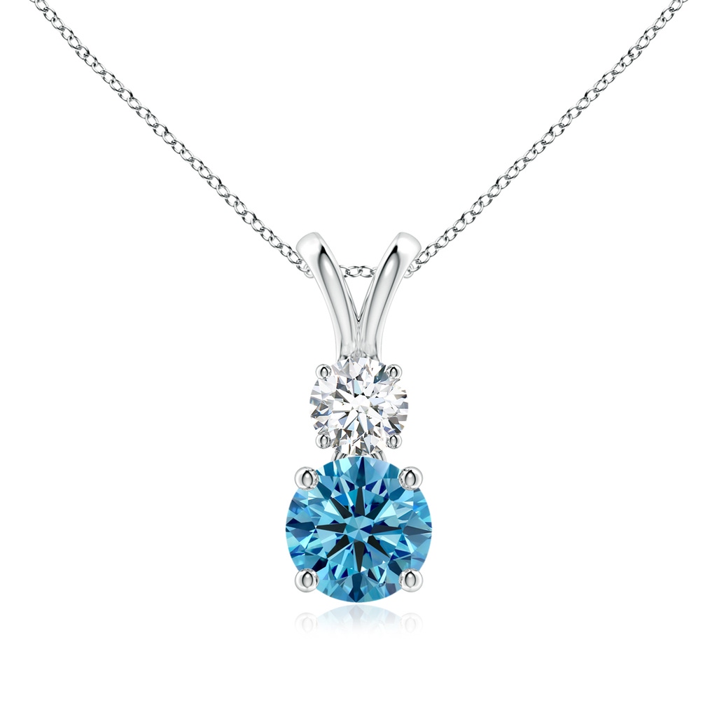 6mm Labgrown Round Lab-Grown Fancy Intense Blue and White Diamond Two Stone Pendant in P950 Platinum