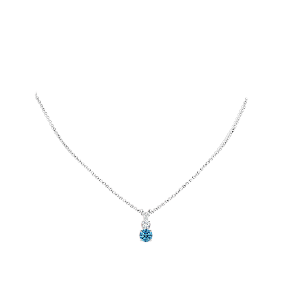 6mm Labgrown Round Lab-Grown Fancy Intense Blue and White Diamond Two Stone Pendant in White Gold pen