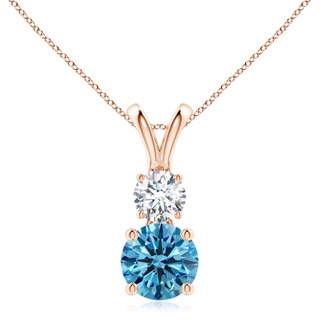 8mm Labgrown Round Lab-Grown Fancy Intense Blue and White Diamond Two Stone Pendant in 18K Rose Gold