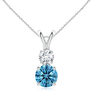 8mm Labgrown Round Lab-Grown Fancy Intense Blue and White Diamond Two Stone Pendant in P950 Platinum