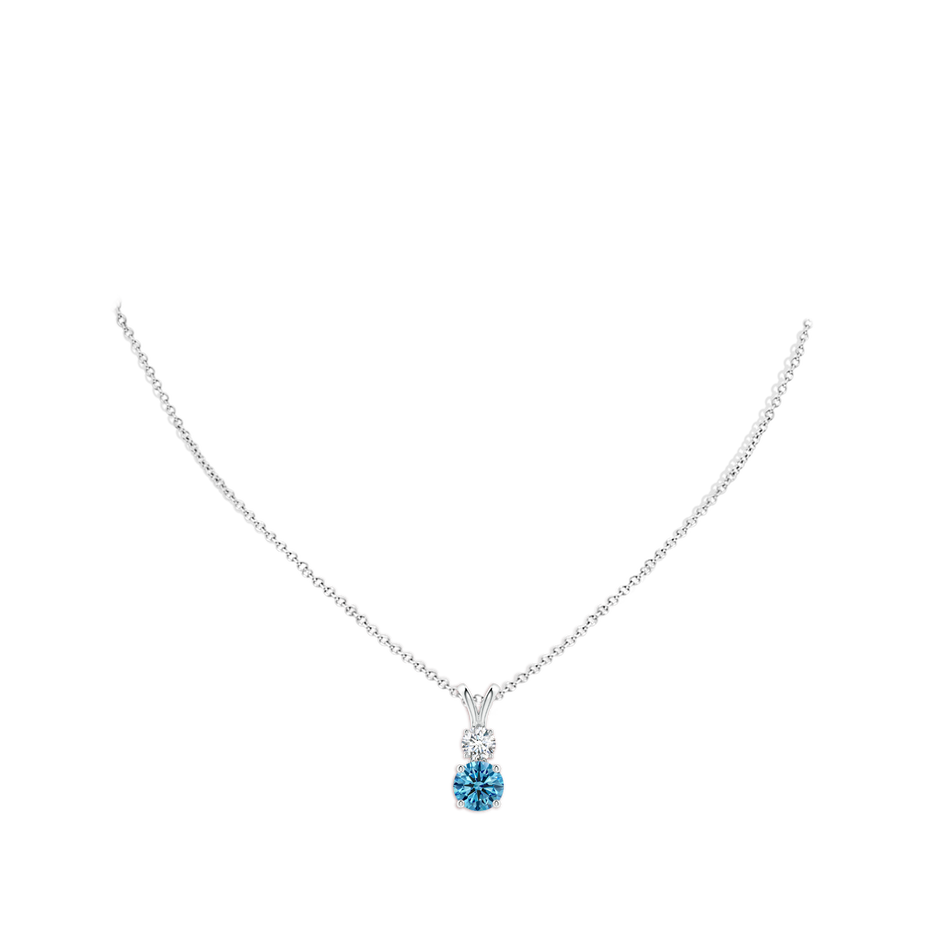 8mm Labgrown Round Lab-Grown Fancy Intense Blue and White Diamond Two Stone Pendant in P950 Platinum pen