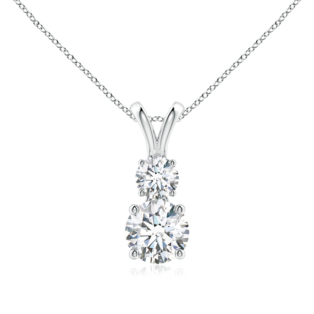 6mm FGVS Lab-Grown Round Diamond Two Stone Pendant in White Gold