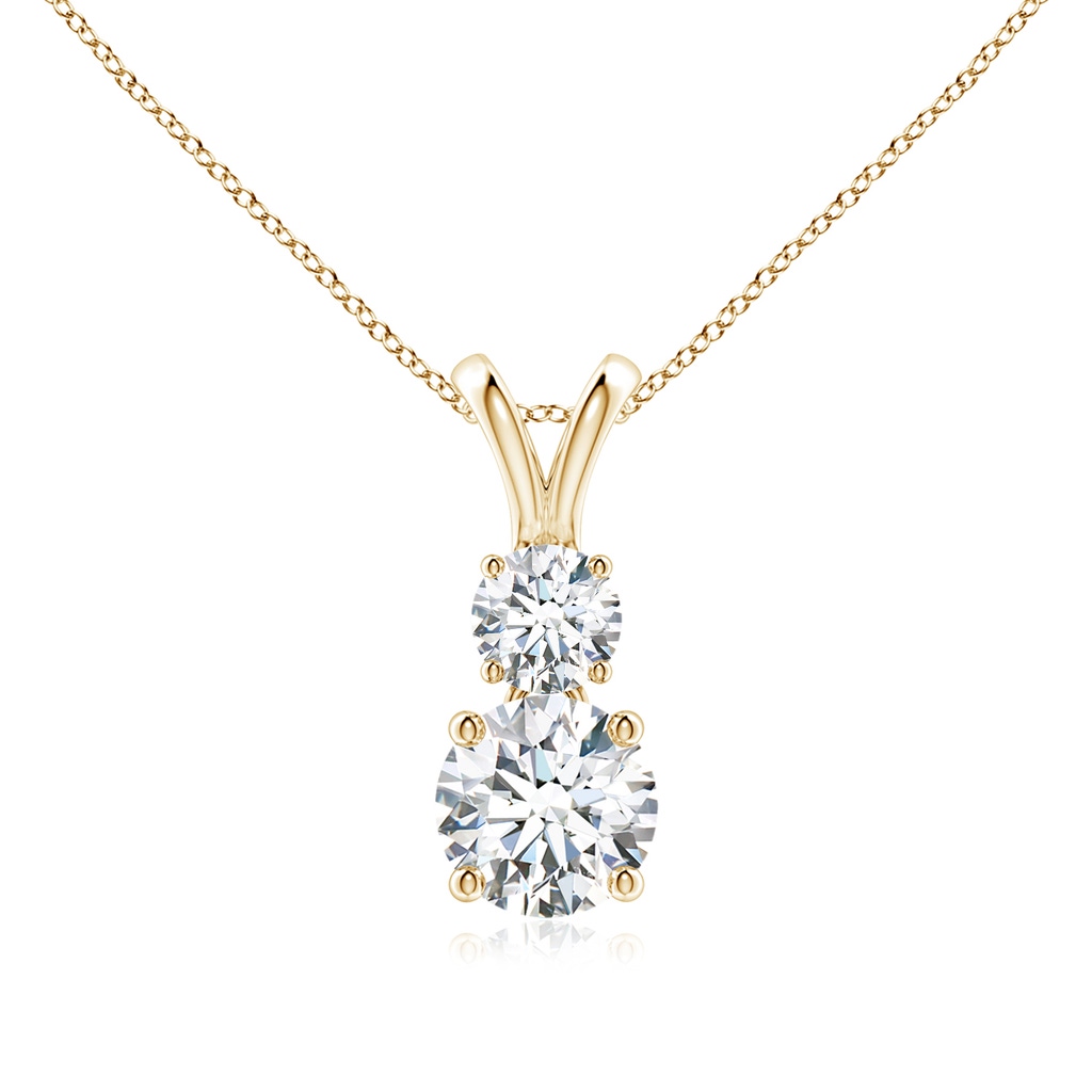 6mm FGVS Lab-Grown Round Diamond Two Stone Pendant in Yellow Gold