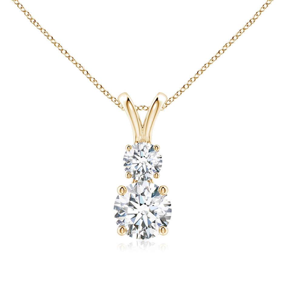 6mm FGVS Lab-Grown Round Diamond Two Stone Pendant in Yellow Gold 