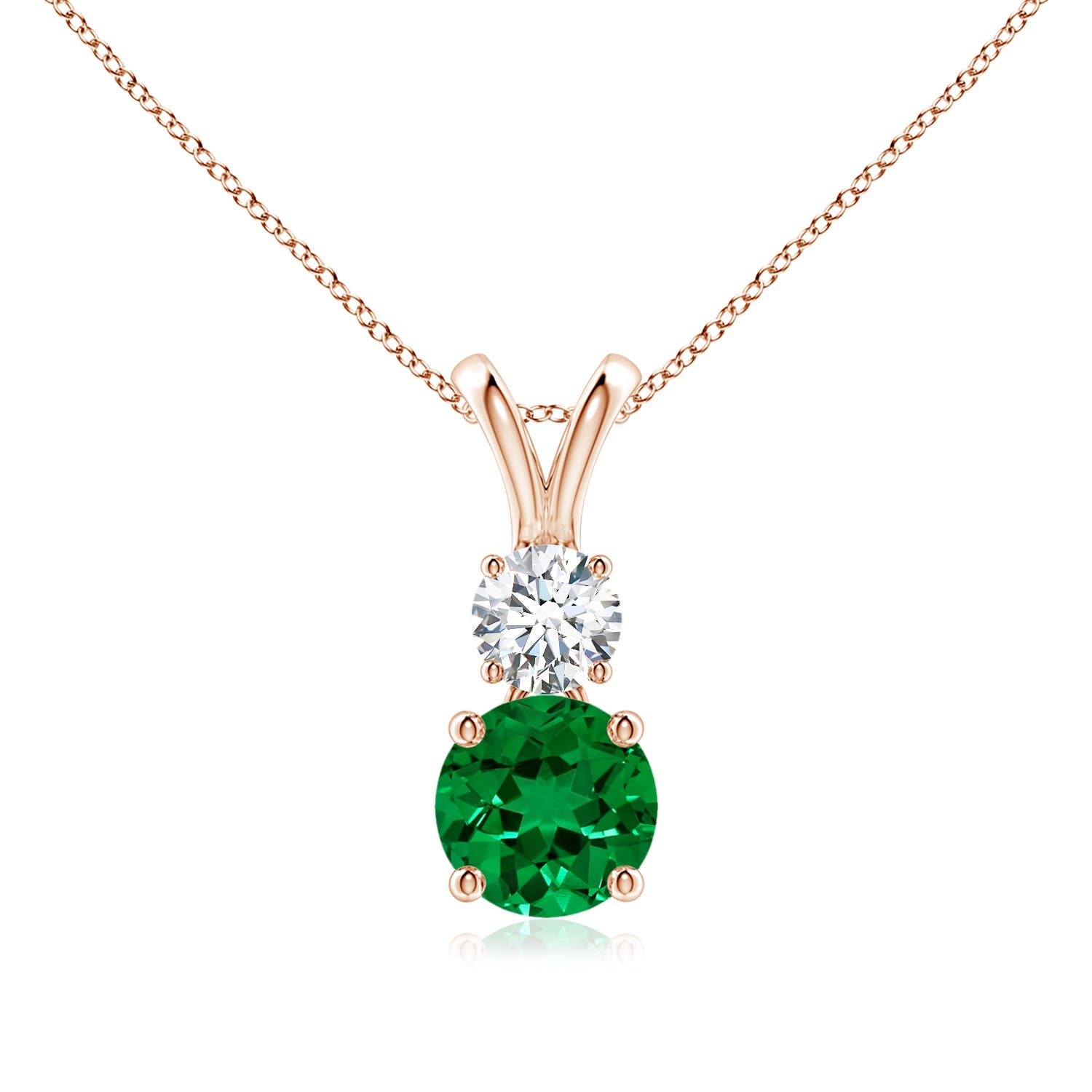 Premium - Lab-Grown Emerald / 0.98 CT / 18 KT Rose Gold