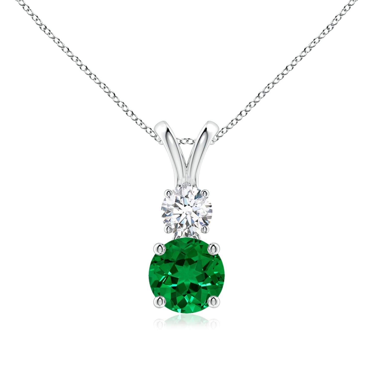 Premium - Lab-Grown Emerald / 0.98 CT / 18 KT White Gold