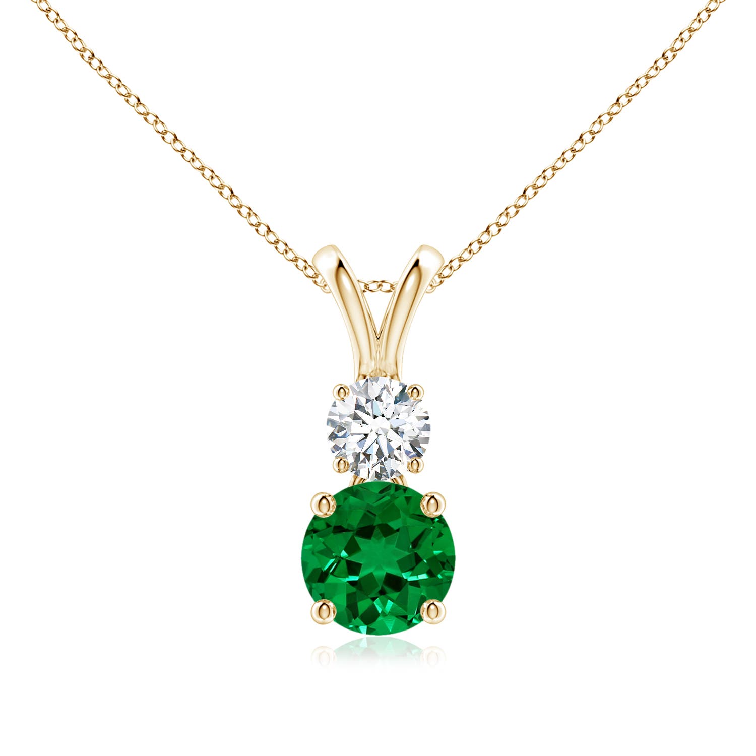 Premium - Lab-Grown Emerald / 0.98 CT / 18 KT Yellow Gold