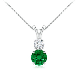 6mm Labgrown Lab-Grown Round Emerald and Diamond Two Stone Pendant in P950 Platinum