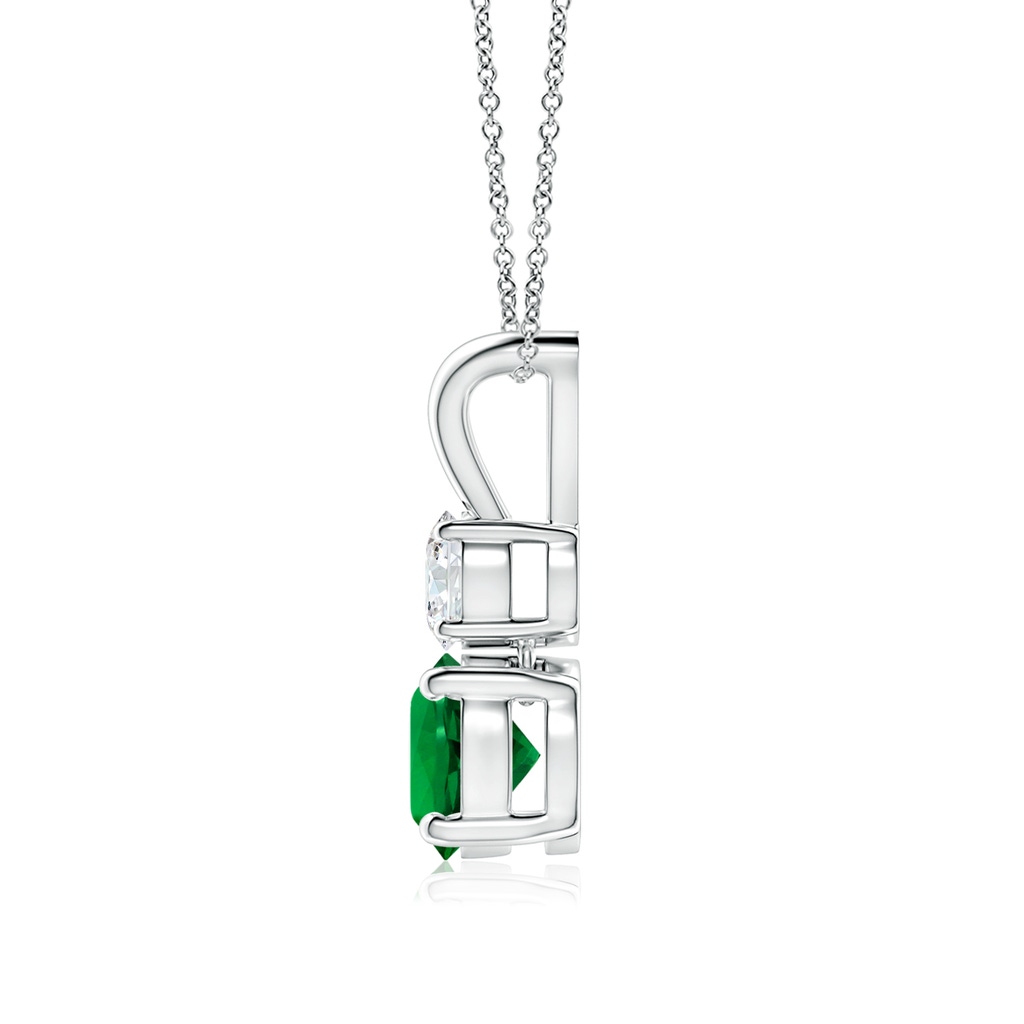 6mm Labgrown Prong-Set Round Lab-Grown Emerald and Diamond Two Stone Pendant in P950 Platinum - side 199