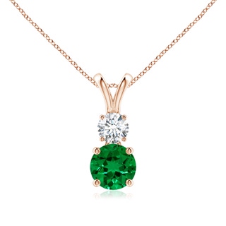 6mm Labgrown Lab-Grown Round Emerald and Diamond Two Stone Pendant in Rose Gold