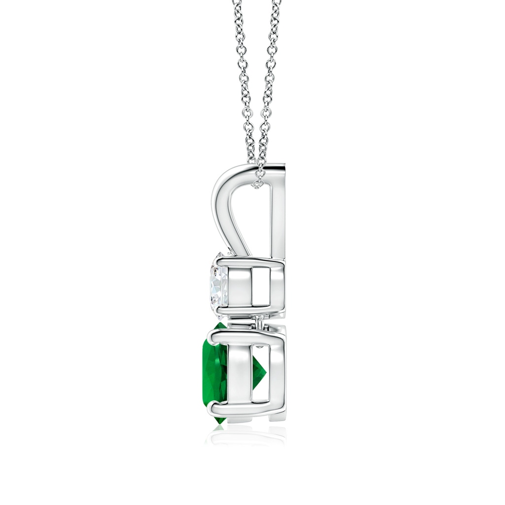 6mm Labgrown Lab-Grown Round Emerald and Diamond Two Stone Pendant in White Gold Side 199