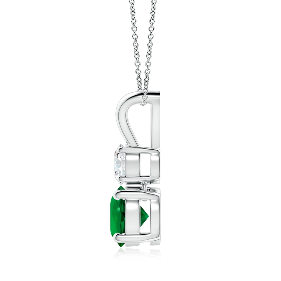7mm Labgrown Prong-Set Round Lab-Grown Emerald and Diamond Two Stone Pendant in 18K White Gold side 199