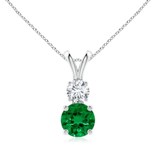 7mm Labgrown Lab-Grown Round Emerald and Diamond Two Stone Pendant in P950 Platinum