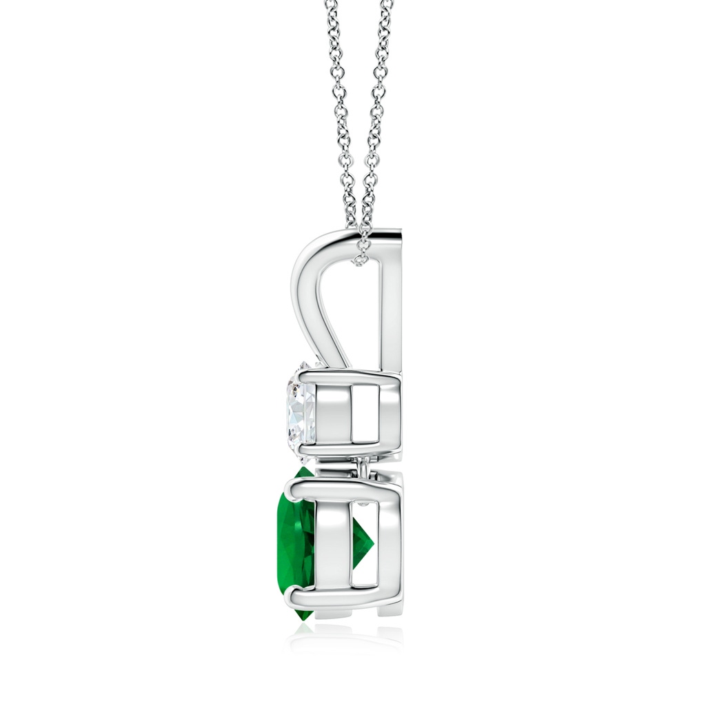 7mm Labgrown Lab-Grown Round Emerald and Diamond Two Stone Pendant in White Gold Side 199
