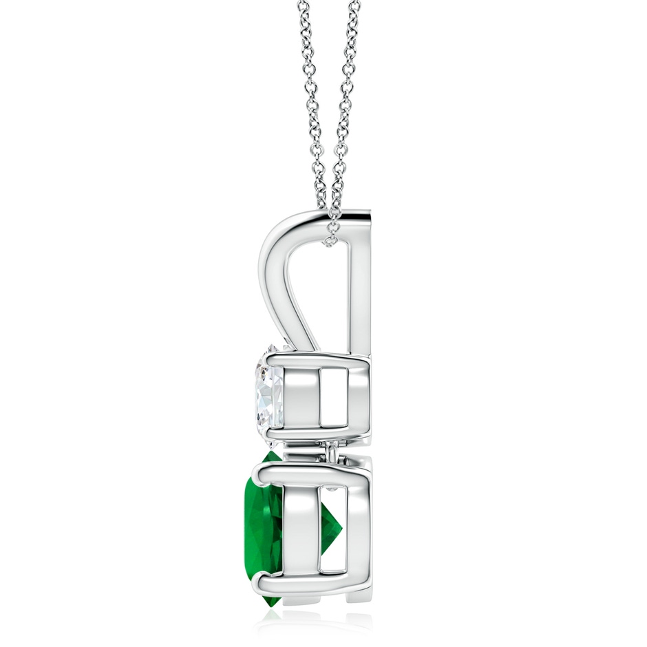 8mm Labgrown Prong-Set Round Lab-Grown Emerald and Diamond Two Stone Pendant in 18K White Gold side 199