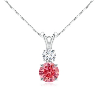 6mm Labgrown Round Lab-Grown Fancy Intense Pink and White Diamond Two Stone Pendant in P950 Platinum