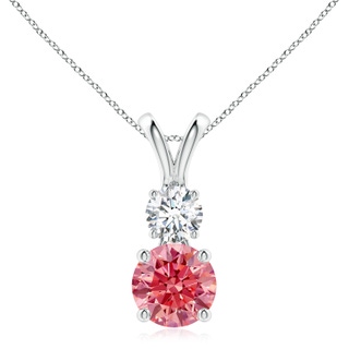 8mm Labgrown Round Lab-Grown Fancy Intense Pink and White Diamond Two Stone Pendant in P950 Platinum
