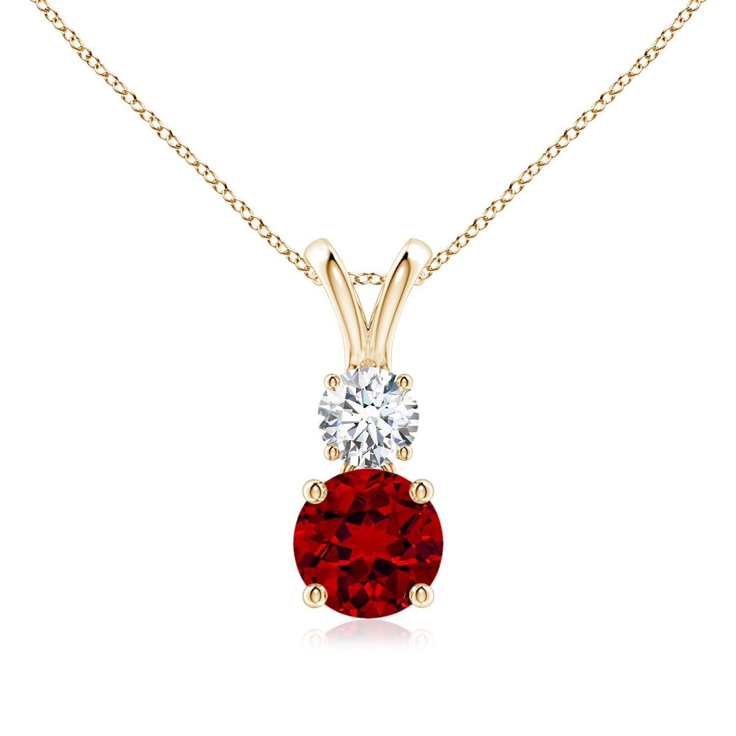 Premium - Lab-Grown Ruby / 1.23 CT / 18 KT Yellow Gold