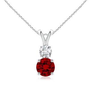 6mm Labgrown Lab-Grown Round Ruby and Diamond Two Stone Pendant in P950 Platinum