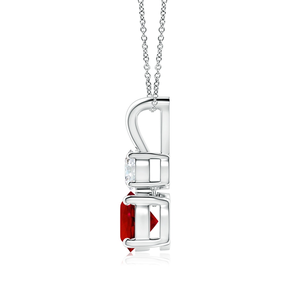 6mm Labgrown Prong-Set Round Lab-Grown Ruby and Diamond Two Stone Pendant in White Gold - side 199
