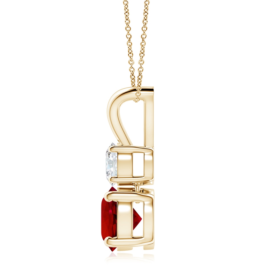 8mm Labgrown Prong-Set Round Lab-Grown Ruby and Diamond Two Stone Pendant in 18K Yellow Gold side 199