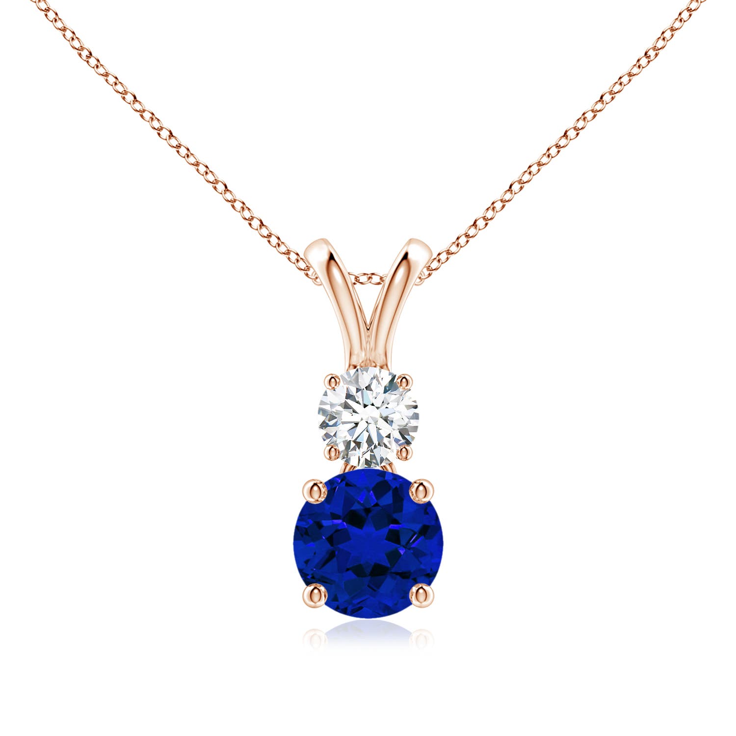 Premium - Lab-Grown Blue Sapphire / 1.23 CT / 18 KT Rose Gold