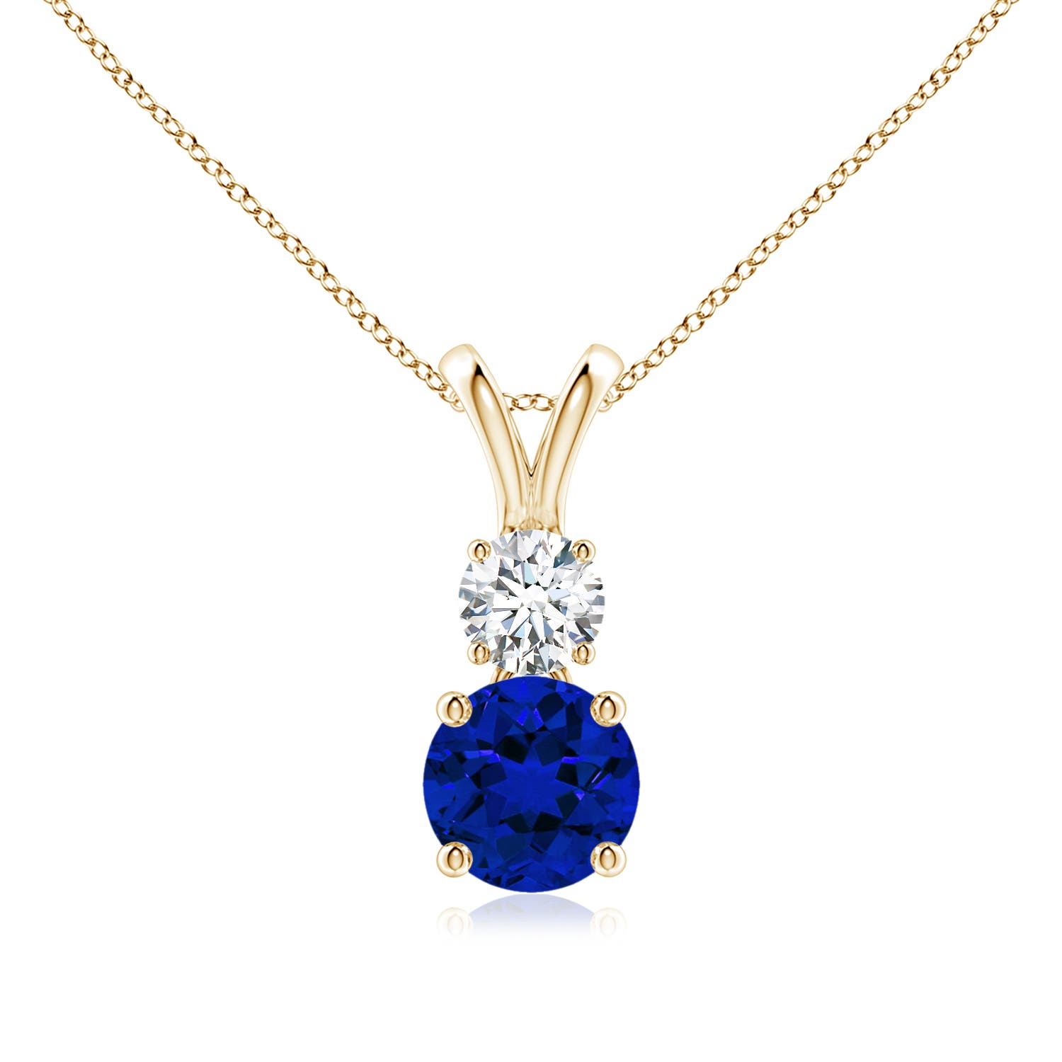 Premium - Lab-Grown Blue Sapphire / 1.23 CT / 18 KT Yellow Gold