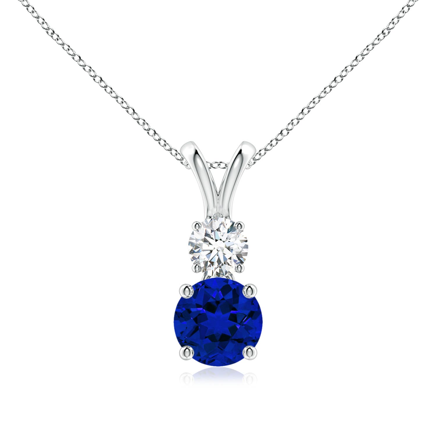 Premium - Lab-Grown Blue Sapphire / 1.23 CT / 14 KT White Gold