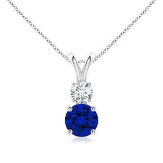 6mm Labgrown Lab-Grown Round Blue Sapphire and Diamond Two Stone Pendant in White Gold