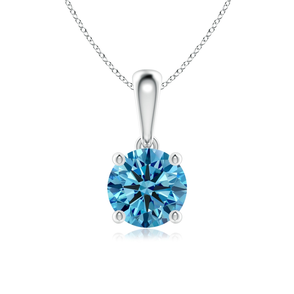 6.4mm Labgrown Classic Round Lab-Grown Fancy Intense Blue Diamond Solitaire Pendant in P950 Platinum 