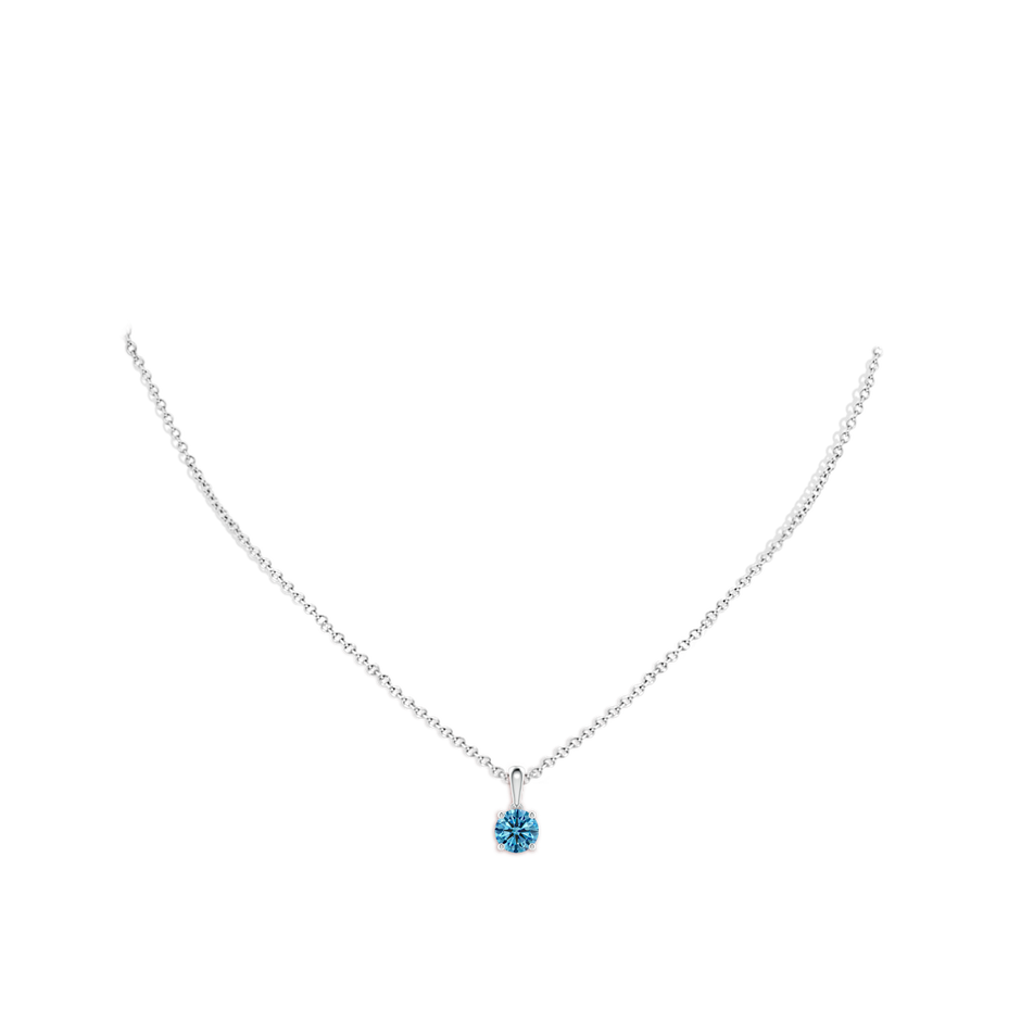 6.4mm Labgrown Classic Round Lab-Grown Fancy Intense Blue Diamond Solitaire Pendant in P950 Platinum pen