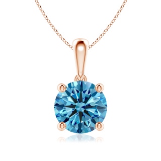 7.4mm Labgrown Classic Round Lab-Grown Fancy Intense Blue Diamond Solitaire Pendant in 18K Rose Gold