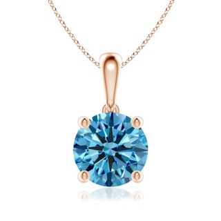 8mm Labgrown Classic Round Lab-Grown Fancy Intense Blue Diamond Solitaire Pendant in Rose Gold