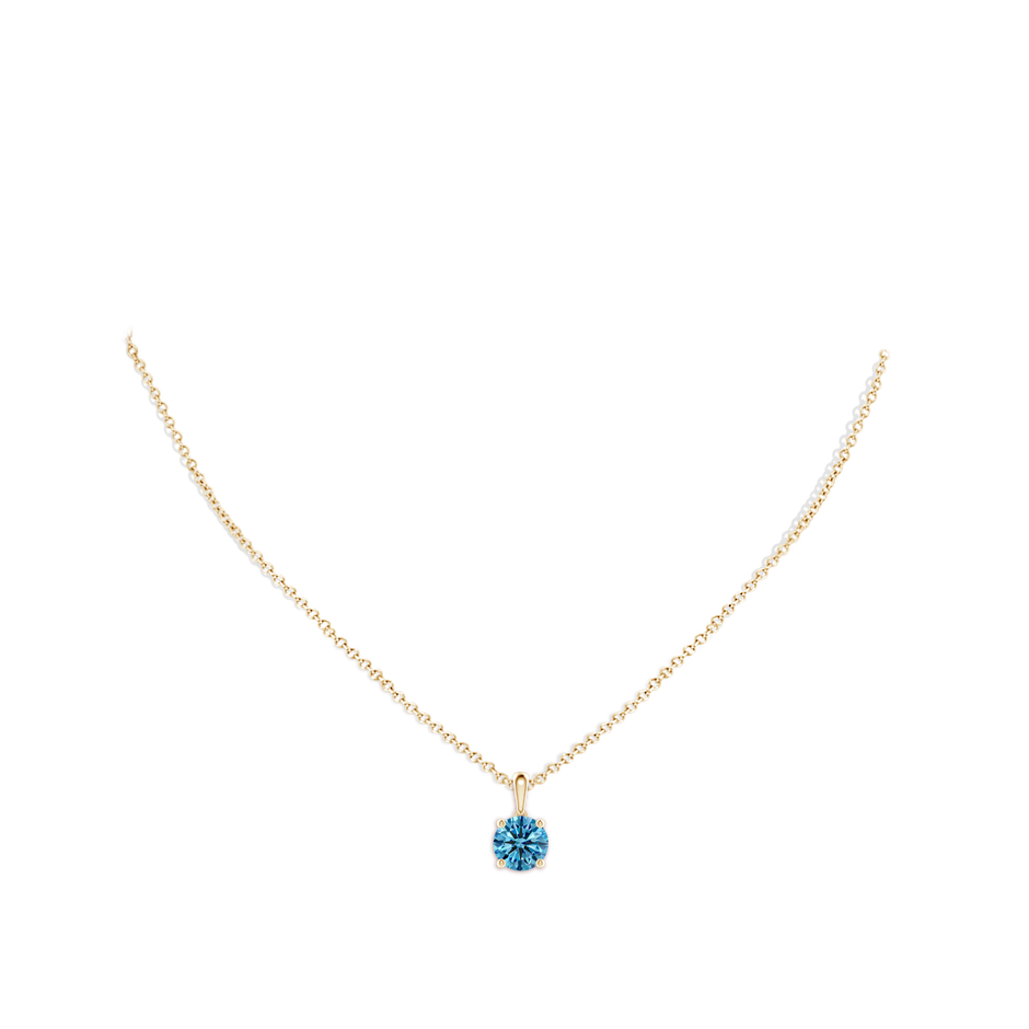 8mm Labgrown Classic Round Lab-Grown Fancy Intense Blue Diamond Solitaire Pendant in Yellow Gold pen