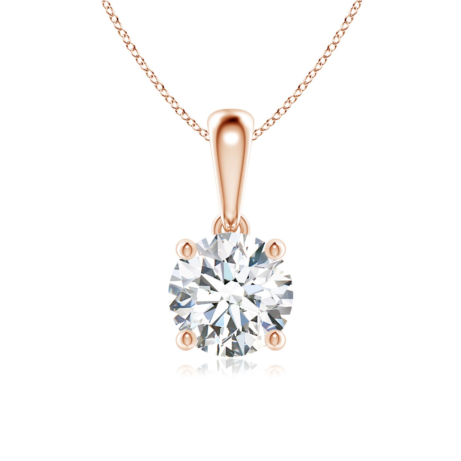 6.4mm FGVS Lab-Grown Classic Round Diamond Solitaire Pendant in 18CT Rose Gold