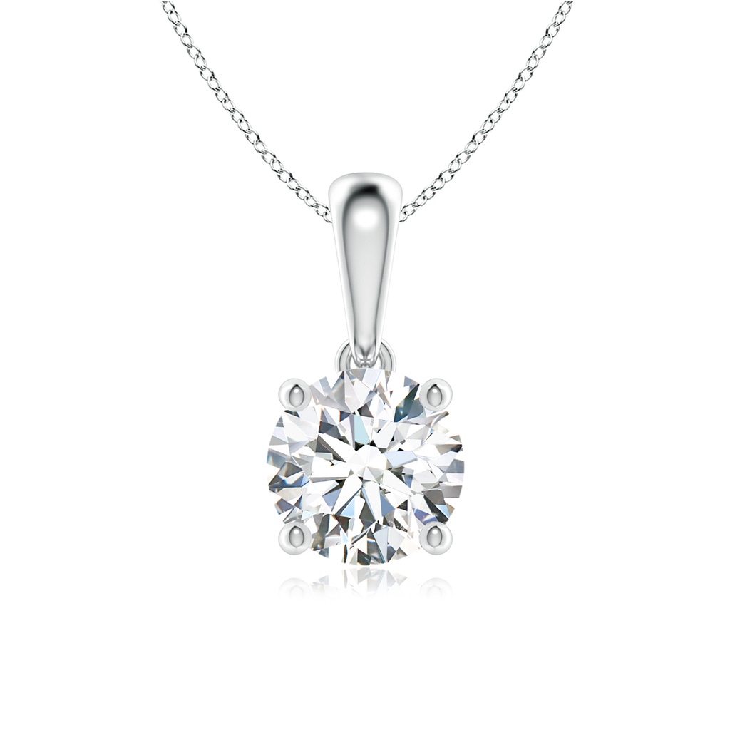 6.4mm FGVS Lab-Grown Classic Round Diamond Solitaire Pendant in 18K White Gold