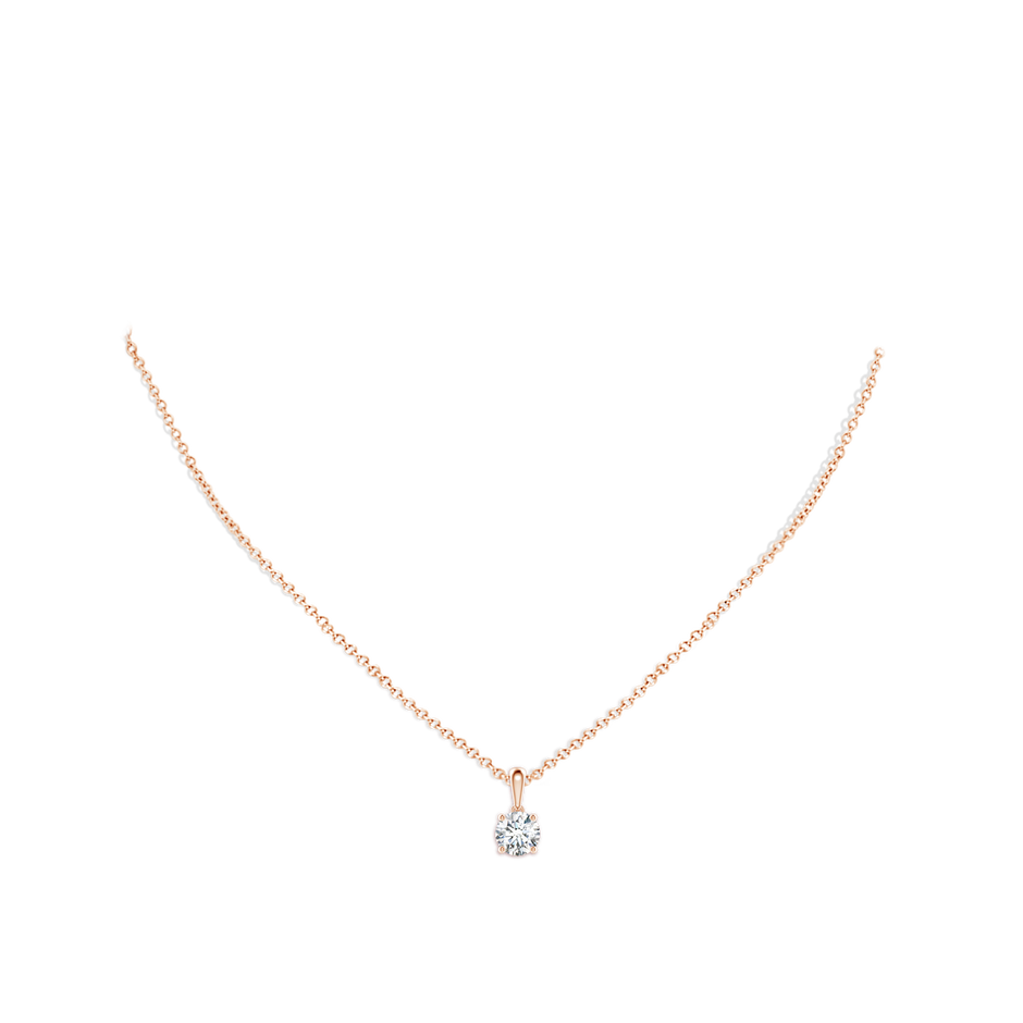6.4mm FGVS Lab-Grown Classic Round Diamond Solitaire Pendant in Rose Gold pen