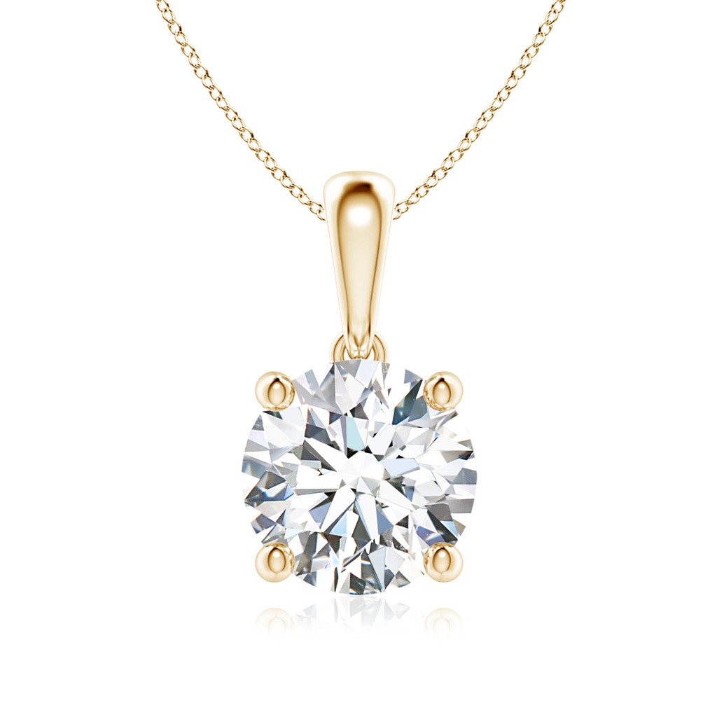 7.4mm FGVS Lab-Grown Classic Round Diamond Solitaire Pendant in Yellow Gold