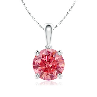 7.4mm Labgrown Classic Round Lab-Grown Fancy Intense Pink Diamond Solitaire Pendant in P950 Platinum