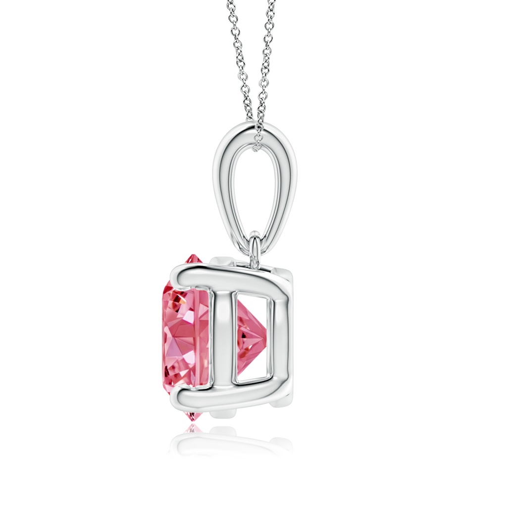 7.4mm Labgrown Classic Round Lab-Grown Fancy Intense Pink Diamond Solitaire Pendant in White Gold - side 199