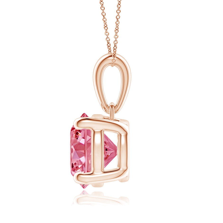 8mm Labgrown Classic Round Lab-Grown Fancy Intense Pink Diamond Solitaire Pendant in Rose Gold side 199